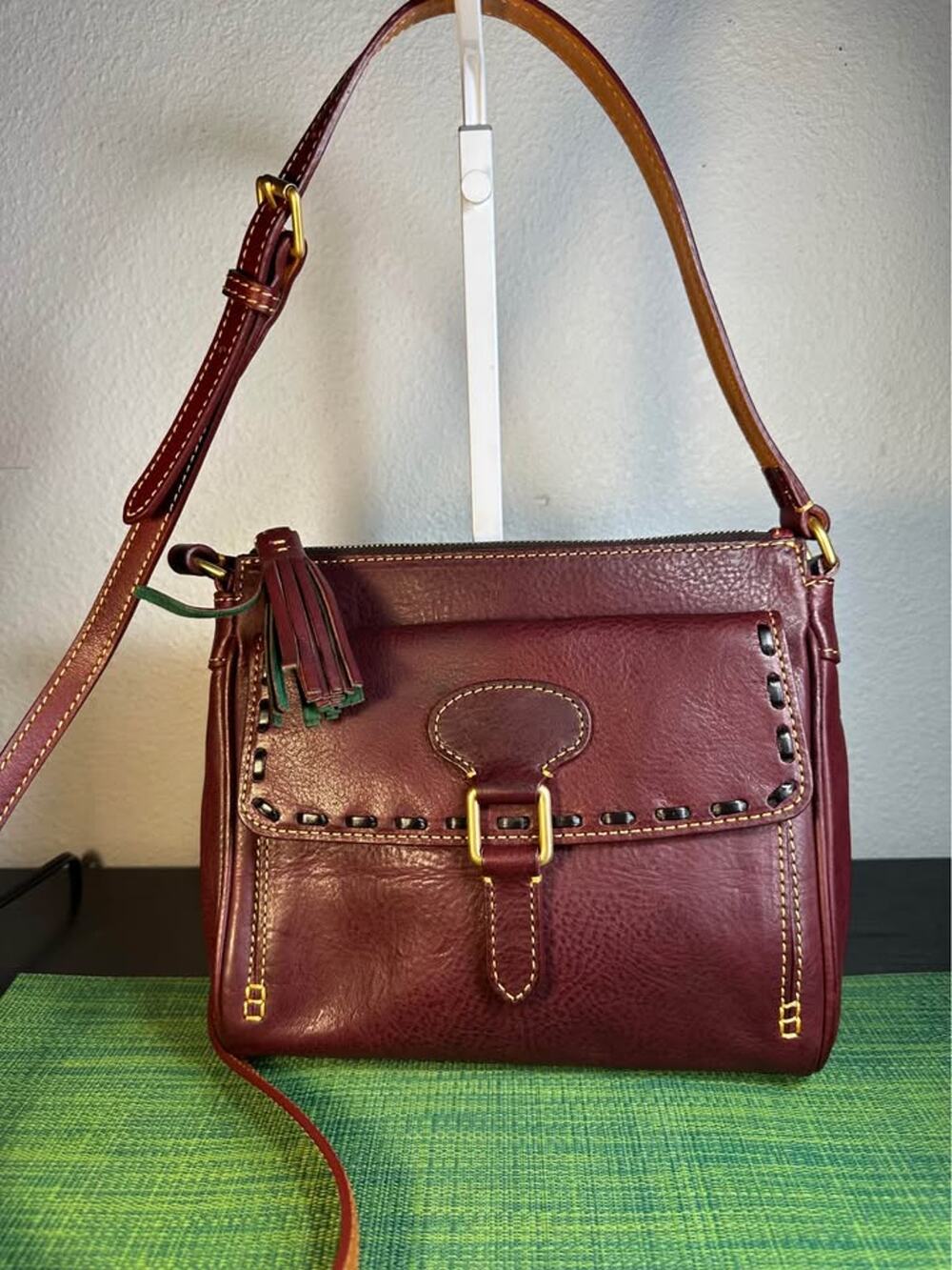 Dooney & Bourke Florentine Leather Pocket Crossbody - Bordeaux / Maroon
